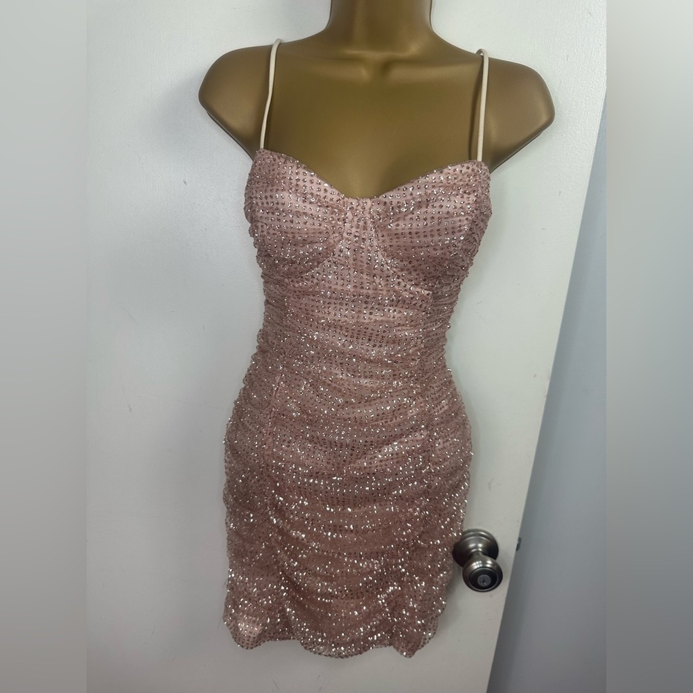 Hello Molly Blush Pink Sequin Mini Dress - Picture 4 of 16